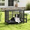 Foldable Heavy-Duty Metal Dog Cage Chew-proof Dog Crate with Lockable Universal Wheels - 37" x 23" x 30" (L x W x H)